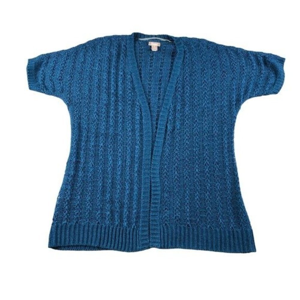 Chico's Blue Open-Front Cardigan
